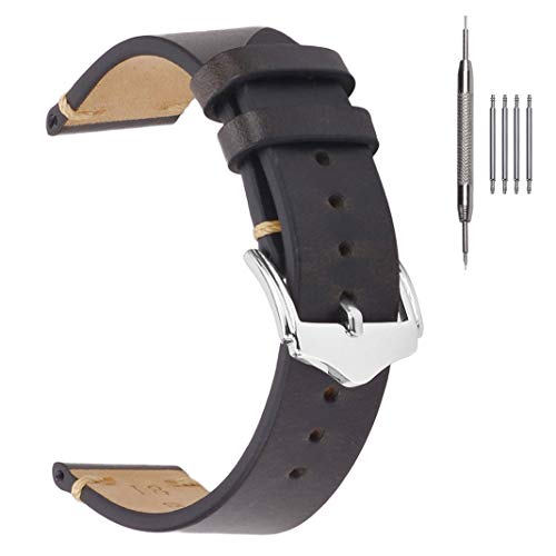 Banda de Reloj de Cuero, EACHE Oil Wax Banda de Reloj de Piel de Becerro, Bandas de reemplazo de Reloj Retro para Hombres, Mujeres, Negro 20 mm Banda de Reloj de Cuero, EACHE Oil Wax Banda de Reloj de Piel de Becerro, Bandas de reemplazo de Reloj Retro para Hombres, Mujeres, Negro 20 mm