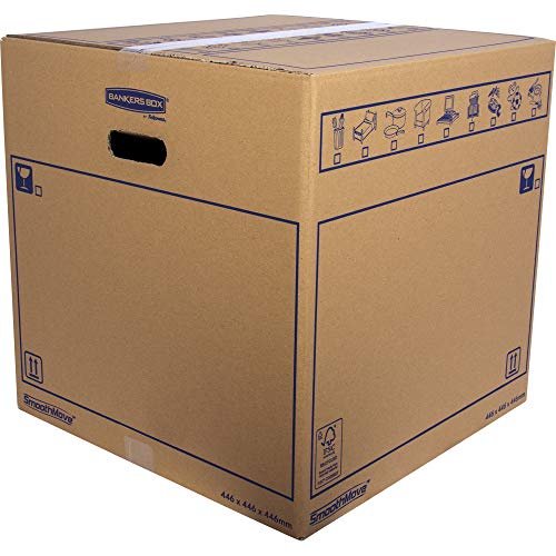 BANKERS BOX 6207401 Pack 10 Cajas de Cartón 44,5 x 44,5 x 44,5 cm con Asas para Mudanzas, Almacenaje y Transporte Ultraresistentes, Canal Doble Reforzado (Talla XXL) 88,5 litros BANKERS BOX 6207401 Pack 10 Cajas de Cartón 44,5 x 44,5 x 44,5 cm con Asas para Mudanzas, Almacenaje y Transporte Ultraresistentes, Canal Doble Reforzado (Talla XXL) 88,5 litros