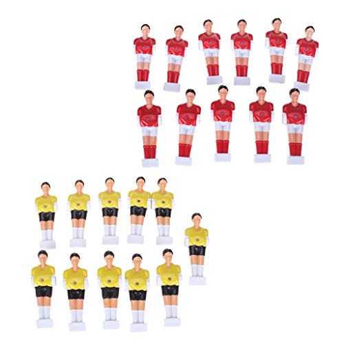 Baoblaze 22 Piezas de Muñecas de Reemplazo de Futbolín de Mesa Football Men Rojo y Amarillo Hecho de Material Plástico Duro