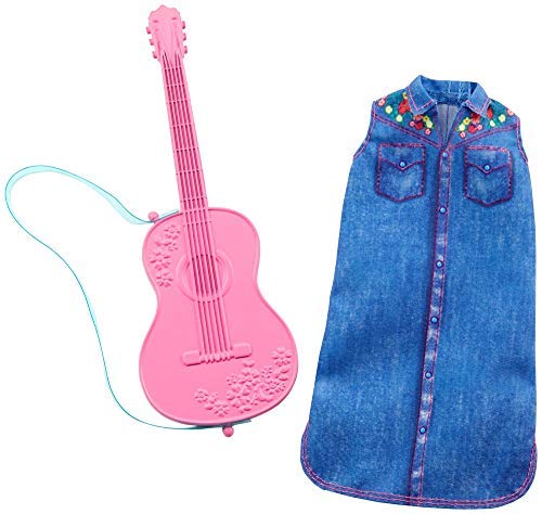 Barbie GHX39 – Moda de carrera, ropa – música con vestido vaquero y guitarra