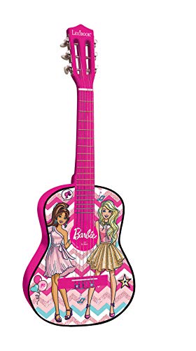 Barbie, Mattel-Guitarra clásica de 6 Cuerdas, 78 cm Largo, Material de Madera (Lexibook K2000BB) Acústica, Guía de Aprendizaje incluida, Rosa, Color