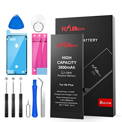 Batería para iPhone 6S Plus 3800mAH con 38% más de Capacidad Que la batería Origina, FLYLINKTECH Reemplazo de Alta Capacidad Batería para iPhone 6S Plus con Kits de Herramientas de reparación Batería para iPhone 6S Plus 3800mAH con 38% más de Capacidad Que la batería Origina, FLYLINKTECH Reemplazo de Alta Capacidad Batería para iPhone 6S Plus con Kits de Herramientas de reparación