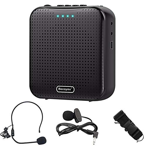 Becoyou Amplificador de voz, Amplificador de voz Portatil Recargable de 2200 mAh con Micrófono Altavoz Portatil para Profesores, Guía Turístico Becoyou Amplificador de voz, Amplificador de voz Portatil Recargable de 2200 mAh con Micrófono Altavoz Portatil para Profesores, Guía Turístico