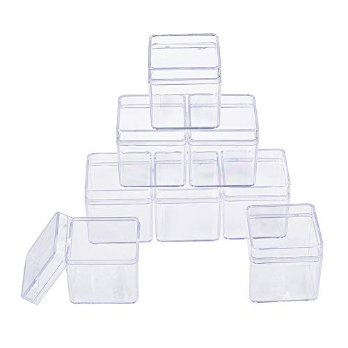 BENECREAT 18 Pack Caja de Contenedores de Plástico Caja Cuadrados de Alta Transparencia para Artículos de Belleza, Cuentas Pequeñas, Hallazgos de Joyería y Otros Artículos Pequeños - 4x4x4cm
