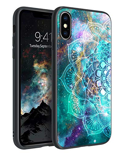 BENTOBEN Funda iPhone XS, Funda iPhone X, Carcasa Cover Ultra Delgada Mandala Luminosa Resistente Silicona Suave PC Dura Protectora Cuero Completa Fundas para iPhone X/iPhone XS-Mandala