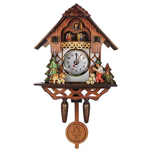 BESPORTBLE Reloj de cuco tradicional bosque reloj de madera decoración de pared decoración sin batería