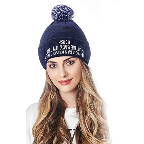 BIBOKAOKE Gorro divertido para niña, con texto en inglés "If You Can Read This Put Me Back On The Horse Hat", gorro de invierno con eslogan de caballo bordado en la parte delantera, regalos para mujer BIBOKAOKE Gorro divertido para niña, con texto en inglés "If You Can Read This Put Me Back On The Horse Hat", gorro de invierno con eslogan de caballo bordado en la parte delantera, regalos para mujer
