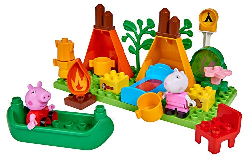 BIG- Bloxx PP Camping Peppa Pig - Set de Acampada (25 Piezas, para niños a Partir de 18 Meses), Color Verde, Naranja, Rojo, Blanco, Rosa, Azul, marrón. (800057143)