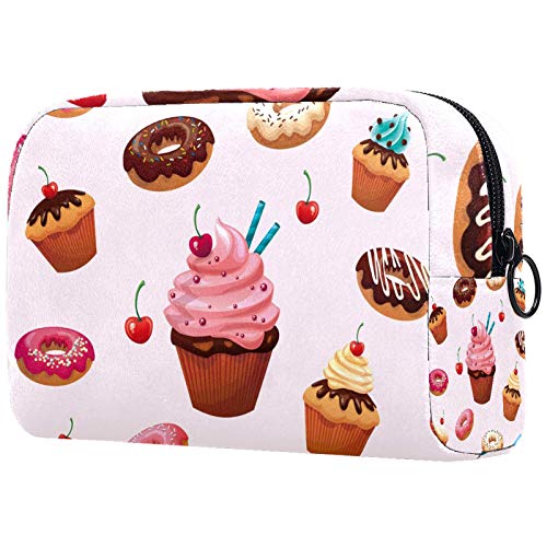 Bolsa de aseo con cremallera, bolsa de maquillaje reutilizable de gran capacidad, bolsa de viaje para cosméticos con deliciosos postres, donas para adolescentes, niñas y mujeres