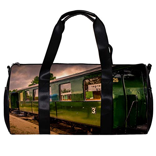 Bolsa de deporte redonda con correa de hombro desmontable, estilo retro, para entrenamiento de vagón, para mujeres y hombres Bolsa de deporte redonda con correa de hombro desmontable, estilo retro, para entrenamiento de vagón, para mujeres y hombres