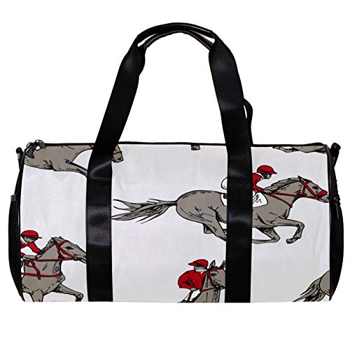 Bolsa de deporte redonda con correa de hombro desmontable para correr, hermoso caballo y jinete, bolsa de entrenamiento para mujeres y hombres