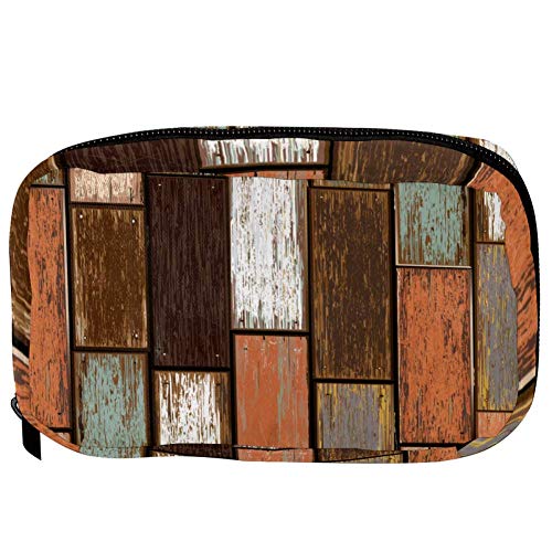 Bolsas de cosméticos TIZORAX Tablero de madera antiguo Práctico artículo de tocador Bolsa de viaje Organizador Bolsa de maquillaje para mujeres Niñas