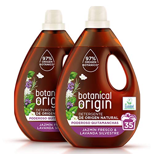 Botanical Origin Detergente para lavadora ecológico apto para pieles sensibles, Fragancia Jazmín Fresco y Lavanda Silvestre - 70 lavados