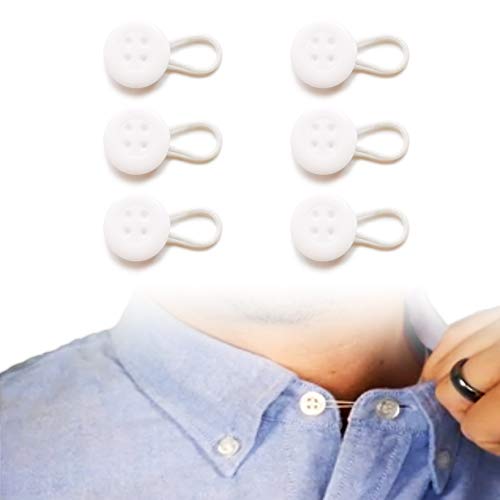 Botón de extensión elástica – Extensores de cuello elásticos de alta calidad (6 unidades), blanco