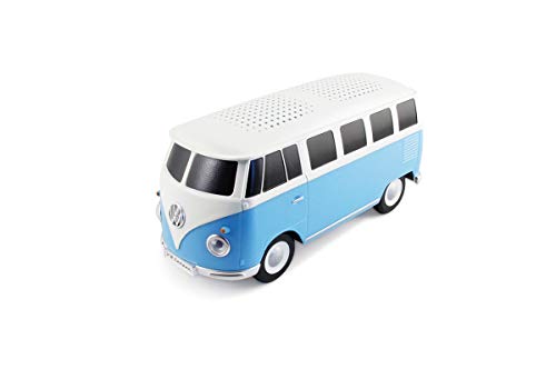 BRISA VW Collection - Volkswagen Furgoneta Hippie Bus T1 Van Altavoz Bluetooth portátil inalámbrico Sonido y diseño Vintage para Camping/Picnic/Regalo (Escala 1:20/Blanco&Azul)