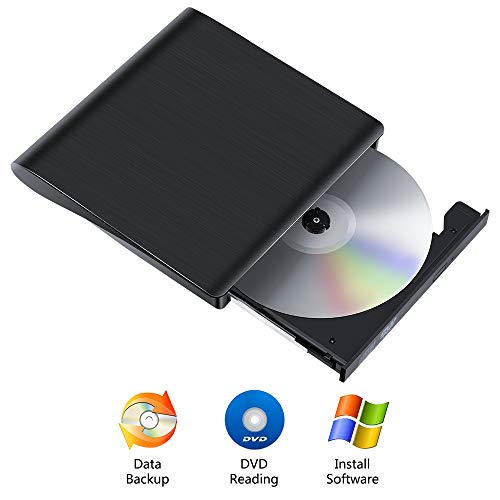 BYTTRON Externa Unidad de USB 3.0 DVD CD,Portátil CD-ROM Reproductor de Unidad óptica de DVD-ROM,Lector Unidad de DVD Externa para computadora portátil,PC,Mac 10 OS,Windows 10 8 7 XP/2003 Vista,Linux