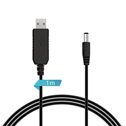 Cable de Orificio Pasante de USB a CC,DC 5V a DC 12V Cable de Carga USB de 5.5 x 2.1 mm Convertidor de Conector Hueco para Teclado,Cámara IP,Enrutador,Mini Monitor LCD y Otros (5V a 12V)