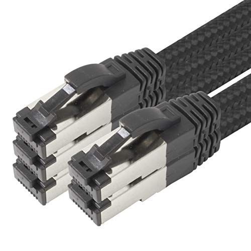 Cable de red de algodón negro (2 m, Cat 6a, 5 unidades, 500 Mhz, 10 Gb, 5 x 2 m), color negro