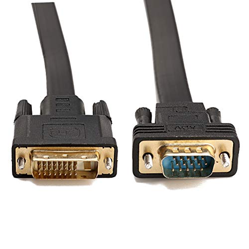 CableDeconn Vídeo activo DVI-D Dual Link 24+1 macho a VGA macho con adaptador de cable plano convertidor 2M …