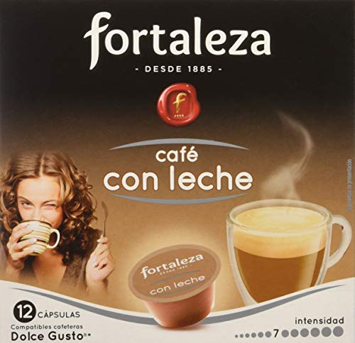 Café Fortaleza – Cápsulas Compatibles con Dolce Gusto, Sabor Café con Leche, con un Equilibrio Perfecto y Listo para Tomar, Pack 10 x 3 - Total 30 uds Café Fortaleza – Cápsulas Compatibles con Dolce Gusto, Sabor Café con Leche, con un Equilibrio Perfecto y Listo para Tomar, Pack 10 x 3 - Total 30 uds