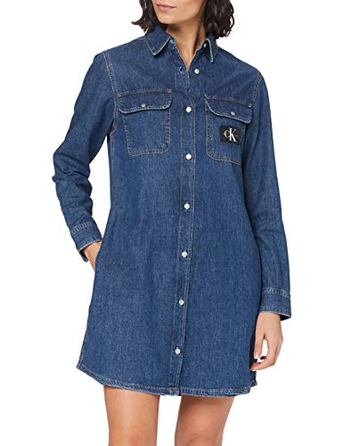 Calvin Klein Archive Relaxed Utility Dress Vestido, BB193-ICN Mid Blue, M para Mujer