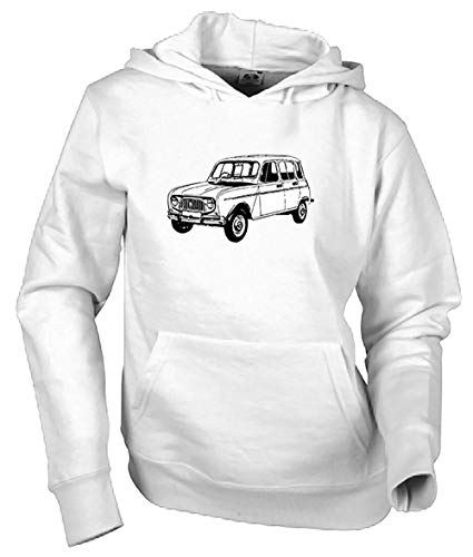 Camisetas EGB Sudadera Adulto/Niño Renault 4 R-4 ochenteras 80´s Retro (Blanco, 12-14 años)