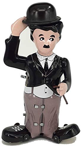 CAPRILO. Figura Decorativa de Hojalata Chaplin con Sombrero Personajes de Cuerda. Juguetes y Juegos de Colección. Regalos Originales. Decoración Clásica.