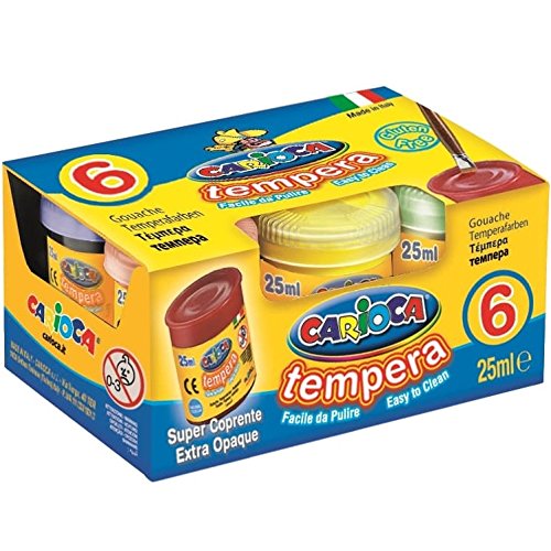 Carioca- Tempera Caja con 6 Vasos a 25ml, Multicolor (KO022) Carioca- Tempera Caja con 6 Vasos a 25ml, Multicolor (KO022)