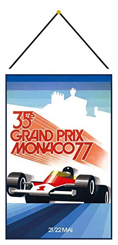 Cartel de Chapa 20 x 30 cm arqueado con cordón Grand Prix Monaco Monte Carlo 1977 Gran Premio Auto Decoración Regalo Cartel