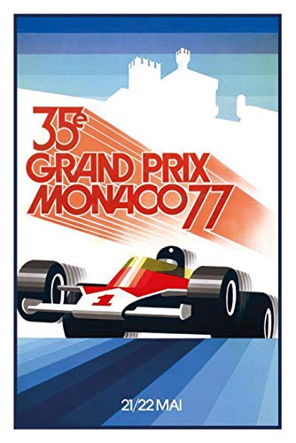 Cartel de Chapa genérica 20 x 30 cm Grand Prix Monaco Monte Carlo 1977 Gran Premio Auto Cartel