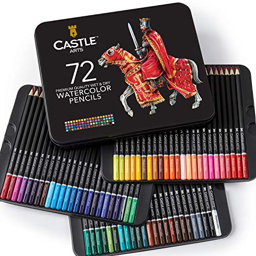 Castle Art Supplies - Juego de 72 lápices de acuarela, para adultos, apto para profesionales, de alta calidad, con colores vibrantes y hermosos efectos cuando se mezclan con agua Castle Art Supplies - Juego de 72 lápices de acuarela, para adultos, apto para profesionales, de alta calidad, con colores vibrantes y hermosos efectos cuando se mezclan con agua