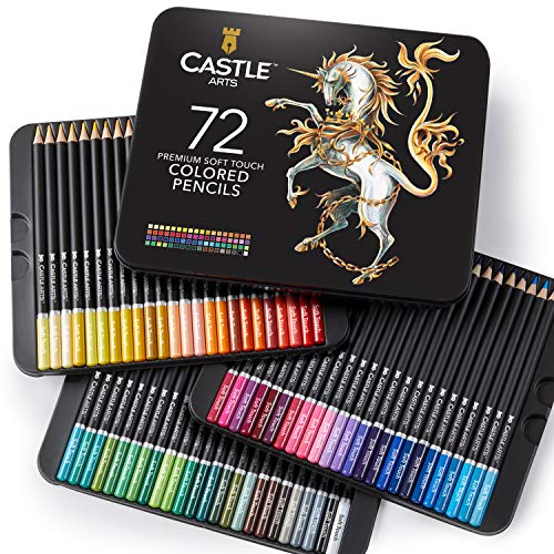 Castle Art Supplies juego de 72 lápices de colores para libros de colorear o útiles escolares para adultos y niños. Serie de calidad y con minas de colores vibrantes