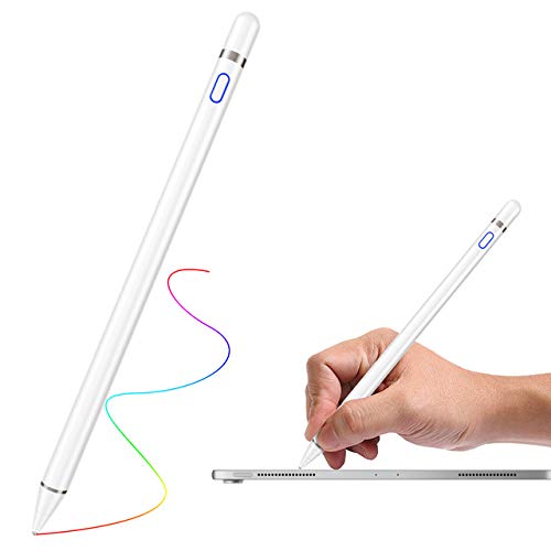 CENT Lápiz Inteligente Digital Bolígrafos Stylus 1,45 mm Punta Fina Alta Sensibilidad Lápiz Capacitivo para Pantalla Táctil Universal Recargable Magnética Compatible con la Mayoría de Tableta (Blanco)