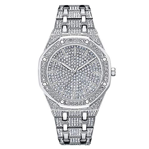 cilyberya Reloj Iced out Hip Hop para Hombre Bling Bling cilyberya Reloj Iced out Hip Hop para Hombre Bling Bling