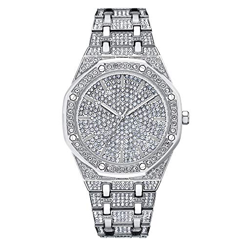 cilyberya Reloj Iced out Hip Hop para Hombre Bling Bling