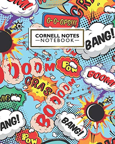 Cornell Notes Notebook: Boom, Bang, Crash Cornell Note Medium Lined Paper Notebook - Fantastic Large College Ruled Journal Note Taking System for School and University - Awesome Comic Explosion Print
