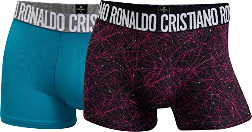 CR7 Cristiano Ronaldo - Fashion - Bóxers Ajustados de Microfibra para Hombre - Pack de 2 - Turquesa/Negro (426) - Tamaño XL (CR7-8502-4900-426-XL)