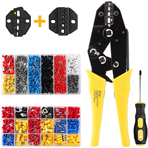 Crimpadora Terminales Alicates con Conectores Cable, Aweohtle 2 en 1 Juego de Alicates de Crimpadora,370Pcs Terminal Cable + 800Pcs Terminal Tubular Crimpadora Terminales Alicates con Conectores Cable, Aweohtle 2 en 1 Juego de Alicates de Crimpadora,370Pcs Terminal Cable + 800Pcs Terminal Tubular