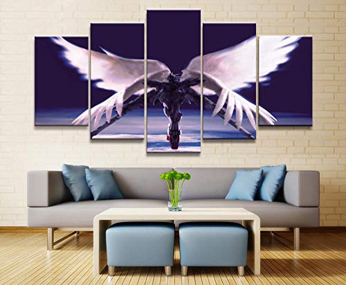 CXVXC5 Piezas - Cuadro sobre Lienzo Angel WingsSo Crazy Art de Estilo Moderno Ideal - para Decoración hogareña - Listo para Colgar