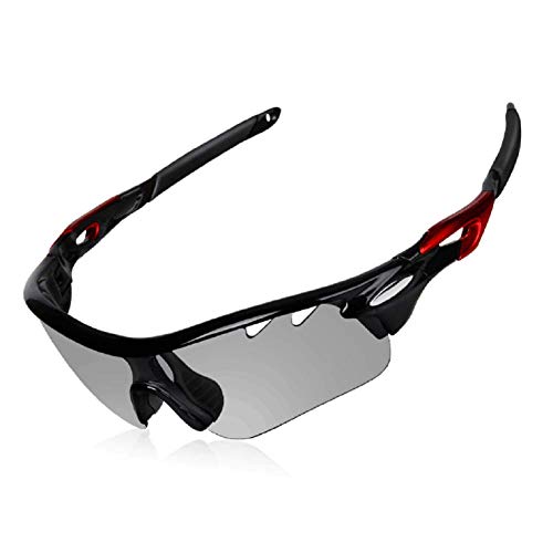 DEKINMAX Gafas Ciclismo Protección UV Gafas de Sol Ligeras con Gafas Correa para Deportes BTT Moto Pesca Playa Golf Senderismo (Gris Claro)