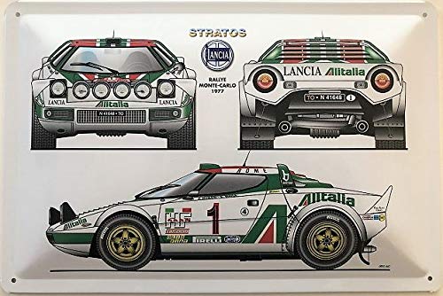 Deko7 Lancia Stratos Rally Monte-Carlo 1977 - Cartel de Chapa (30 x 20 cm)