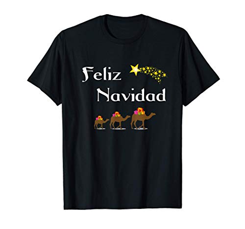 Diseño Navideño Con Regalos Reyes Magos Feliz Navidad Camiseta