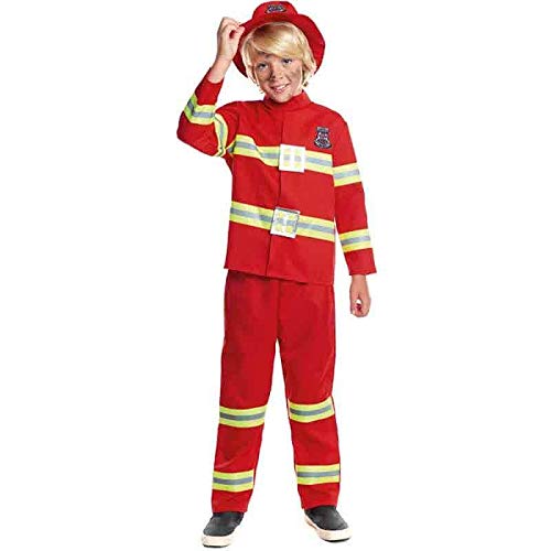 Disfraz Bombero Niño Uniforme con Gorro【Tallas Infantiles de 3 a 12 años】[3-4 años] Disfraz Carnaval Niño Profesiones Uniforme Rojo Desfiles Teatro Actuaciones Regalo