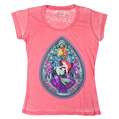 Disney La Sirenita Ariel Vidriera carcasa Niñas Top Juniors Camiseta Rosa coral Small