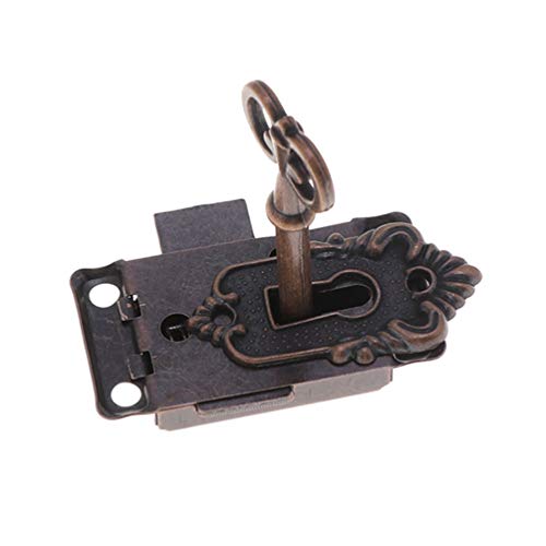 DOITOOL 1 Piezas Cerradura de puerta de armario cerradura de armario antiguo cerradura de muebles decorativos con llave y tornillos (bronce rojo)