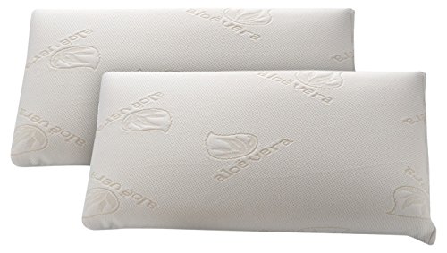 Dormio - Pack de 2 unidades, almohada viscoelástica con adaptabilidad al cuello, tejido Aloe Vera, termorregulable, 75 cm, blanco