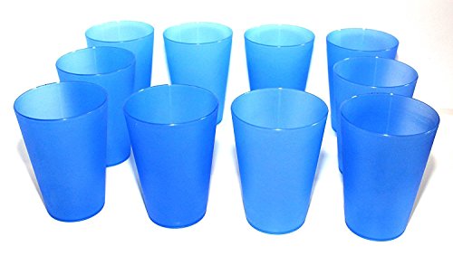 DS-Computerwelt - Vasos de plástico (30 unidades, máx. 0,4 L, PVC, 56 - 86 mm de diámetro, 115 mm de alto, apilables, aptos para lavavajillas, irrompibles, color azul