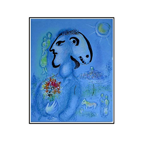 DuanWu Marc Chagall The Blue Bird Arte de la Pared Pintura en Lienzo Carteles Impresiones Pintura Moderna Cuadro de Pared para Sala de Estar Decoración del hogar -50x70 cm Sin Marco 1 PCS