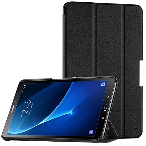 EasyAcc Funda Compatible para Samsung Galaxy Tab A 10.1" T580N / T585N Case Ultra Slim Carcasa Smart Cover PU Protector Soporte Función Auto-Sueño/Estela Negro