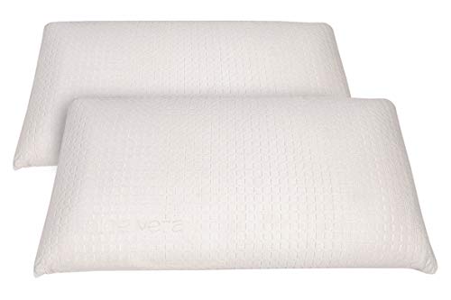 elalmacendelcolchon Pack de 2 Almohadas viscoelasticas, Modelo Aloe Vera con Hilo Plata y Doble Funda, 75 x 33 x 12 cm, Máxima Adaptabilidad - Todas Las Medidas, Blanco y Beis …